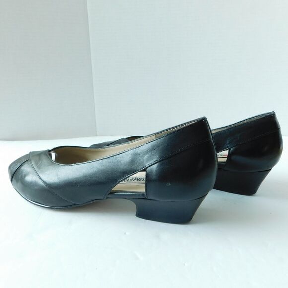 I LOVE COMFORT Shoes VINTAGE Womens 7.5 Black Leather Heels Pumps, Open Toe EUC - Picture 14 of 16